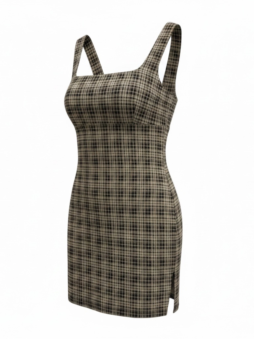 Le Lis Plaid Mini Dress in Black & Cream